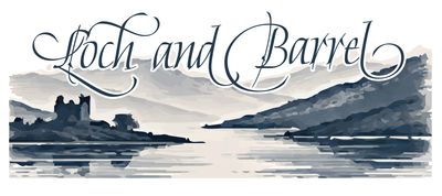 Artistic logo of Loch and Barrel with a serene loch landscape.
