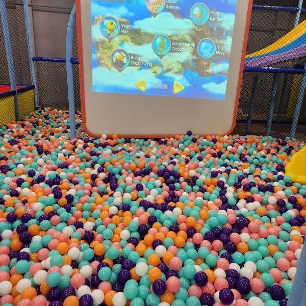 Games with balls for kids at The Play Kingdom, an indoor play area in Coimbatore.