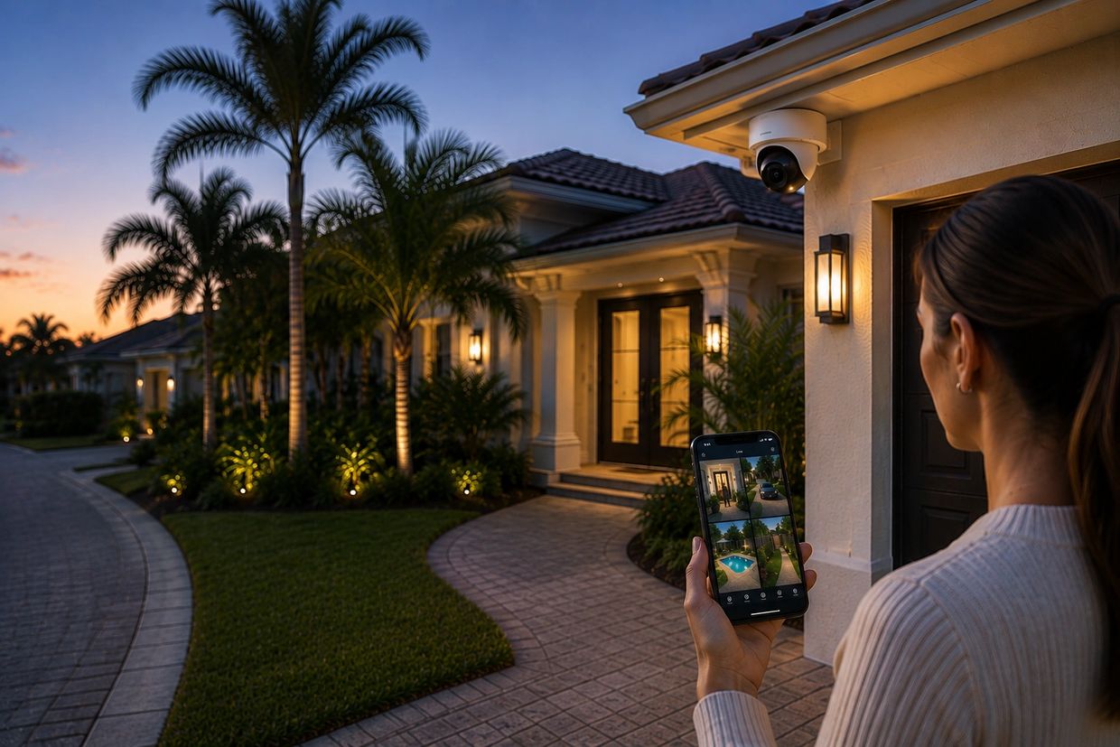 Home security camera system with mobile app installed by Premier Security in Port St. Lucie, Florida