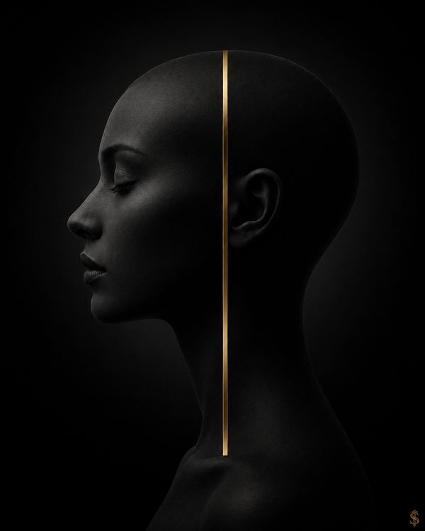 The Million Dollar Mind by SØVERE — black figure marked by a vertical gold line and gold powermark.