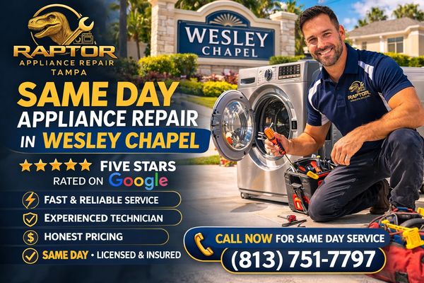 Same Day appliance repair service in Wesley Chapel technician providing fridge washer dryer repair