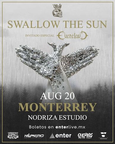 Concert poster for Swallow The Sun and special guest Everlost in Monterrey on August 20.