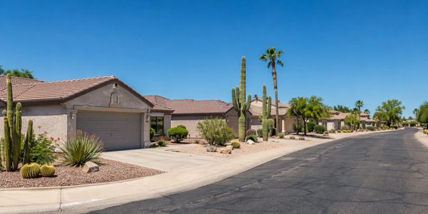 Residential street in Mesa, AZ served by Absolute Garage Doors — locally owned garage door repair se