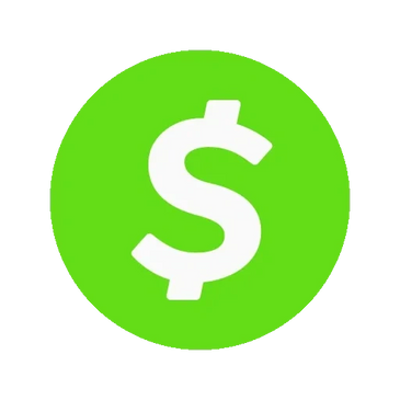 White dollar sign on a bright green circular background.