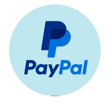 PayPal logo with blue overlapping P's and text.