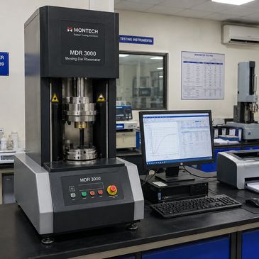 Montech MDR 3000 Moving Die Rheometer in a lab.