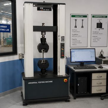Universal testing machine in a laboratory setting.