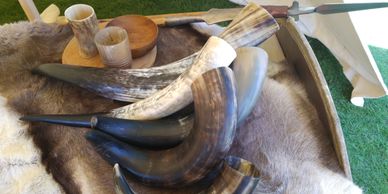 Present Past Historical Crafts - Selection of handmade, cleaned & polished 'viking' drinking horns
