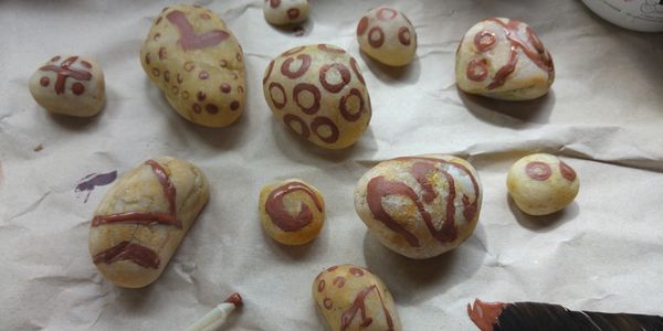 Present Past Historical Crafts - Painted pebbles based on Pictish finds from Northern Scotland