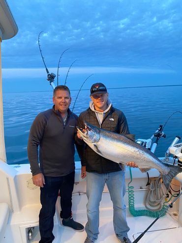 28 lb King Salmon caught by customer during Lake Michigan Charter Fishing Trip