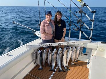 Mother daughter Lake Michigan Charter Fishing trip with King Salmon and Coho Salmon caught