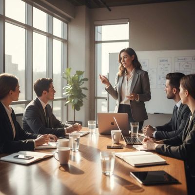 Professional meeting in a modern office setting