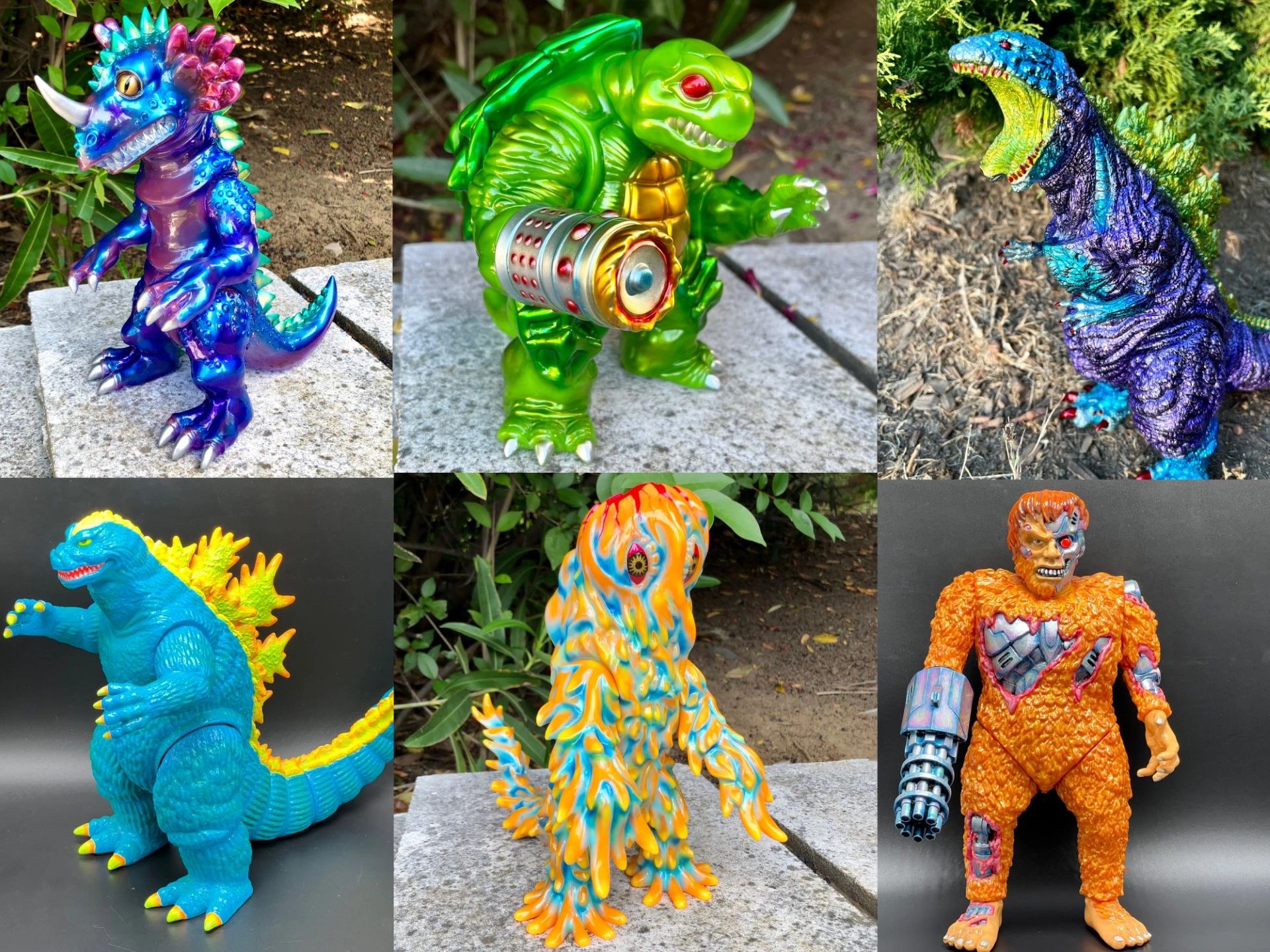 Custom painted sofubi soft vinyl figures by James Osborne.