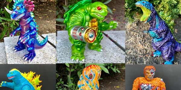 Custom painted sofubi figures by artist James Osborne.