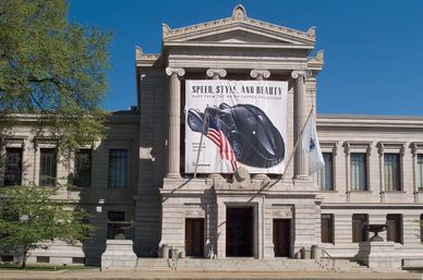 MFA banner for “Speed, Style, and Beauty: Cars from the Ralph Lauren Collection,” 2005