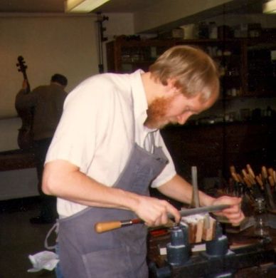 Darcy Kuronen with wood rasp, 1985