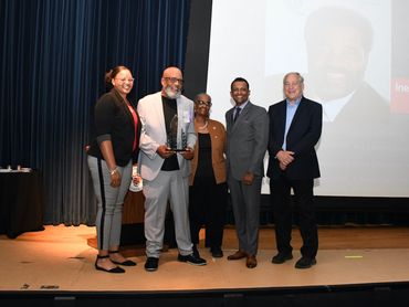 Honoree receiving award at Montgomery Serves Awards