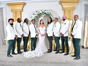 Bride and Groom with Groomsmen | Germantown, MD