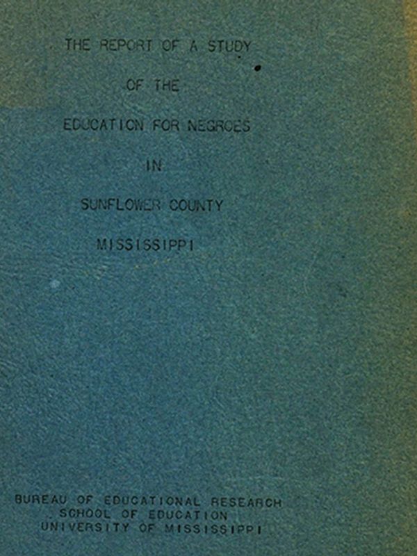 Report cover on education for African Americans in Sunflower County, Mississippi.