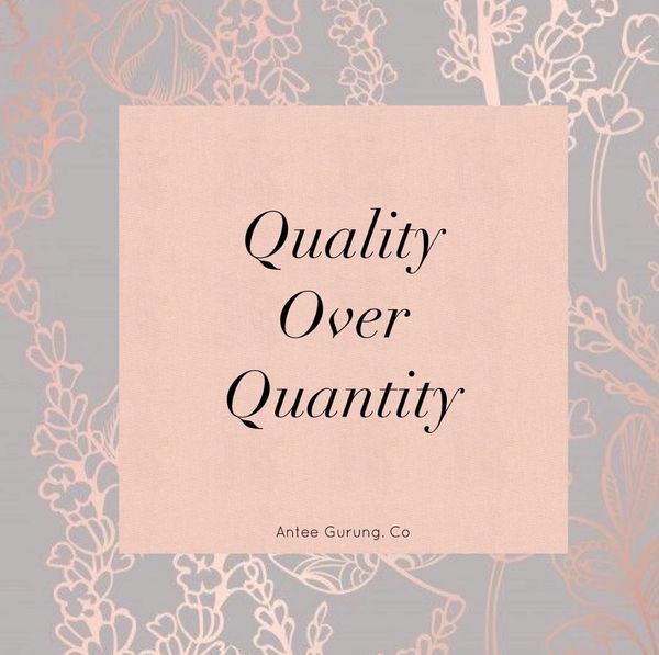 Elegant quote emphasizing quality over quantity in stylish typography.