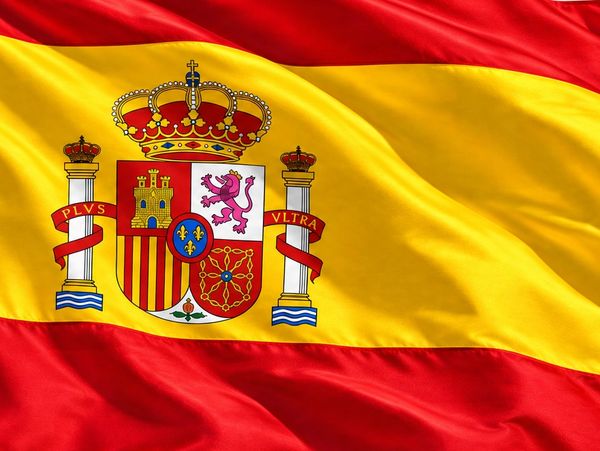 Spanish national flag waving.