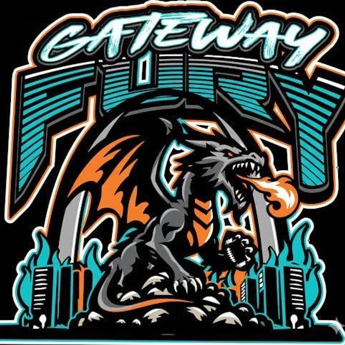 A fierce dragon breathing fire with the text 'Gateway Fury' above.