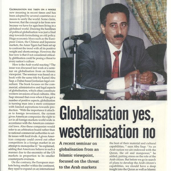 A man speaks at a seminar on globalisation and westernisation issues in Arab markets.