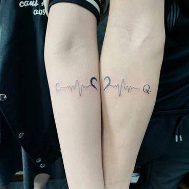 couple heart beat tattoo by mostro tattoo singapore, best tattoo studio in singapore