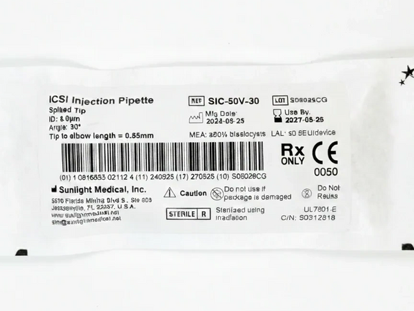 Sunlight Medical ICSI pipette in its pouch.