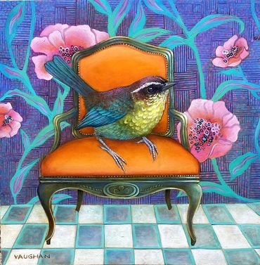 small  oil painting of bird, magical bird