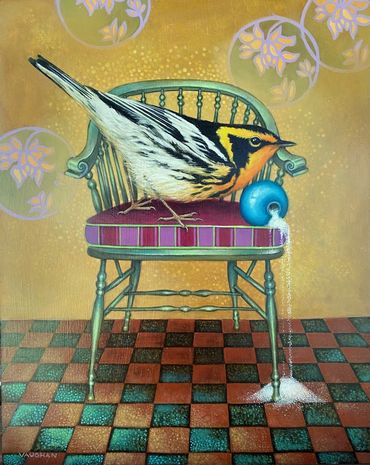 magical realism bird painting, pretty bird painting, imaginative realism bird painting, creative rea