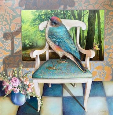 Bird oil painting, Bird  painting,
magical realism bird, imaginative realism bird, creative bird pai