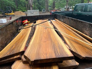 Types of wood for woodworking slabs include Pine, Red and White Oak, Maple, Cherry and Black Locust.