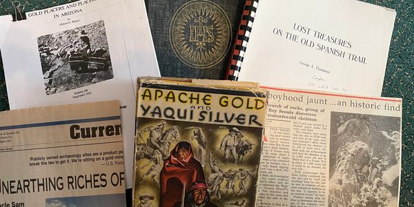 A collection of books and articles about Apache gold, silver, and lost treasures in Arizona.