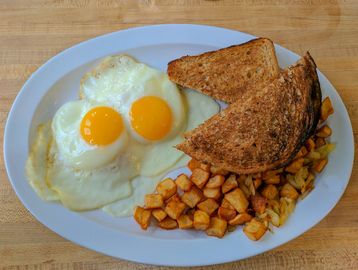 Eggs, potatoes and toast