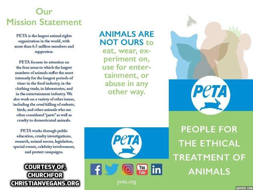 Trifold PETA leaflet.