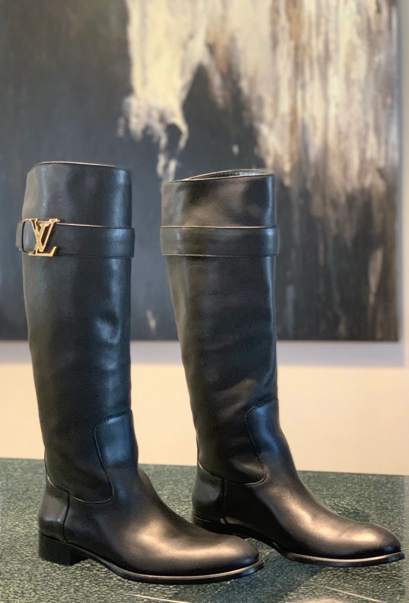 louis vuitton black leather boots
