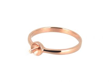 Minimalist rose gold ring with a small screw detail.