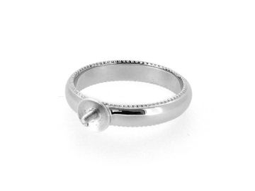 A silver ring with a screw-head design on top.
