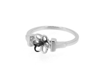 Silver ring with a butterfly design on a white background.