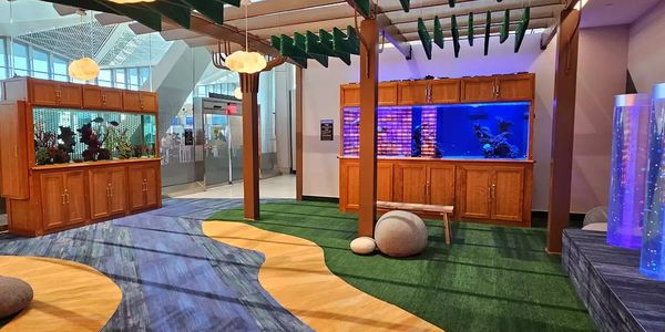 This sensory lounge in Newark Airport offers travelers a calmer location to take a break from the no
