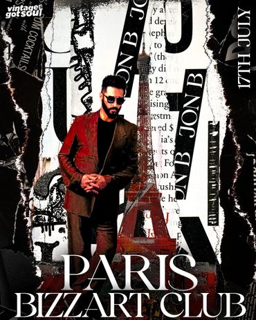 Stylish man in sunglasses at Paris Bizzart Club event poster.