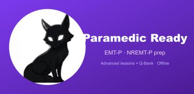 Paramedic Ready EMT-P and NREMT-P prep logo with a black fox.