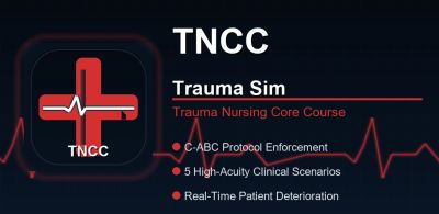 TNCC Trauma Sim app for trauma nursing training with clinical scenarios.