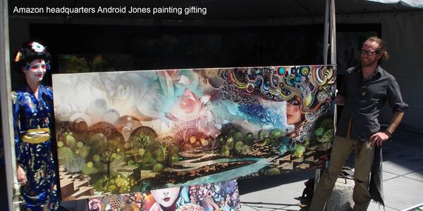 Amazon headquarters employee event Android Jones painting gifting