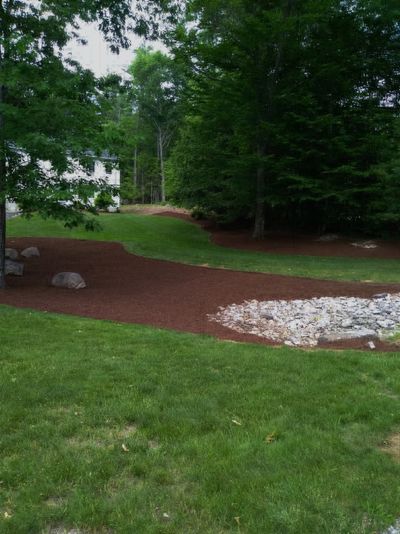 Bark mulch install. Bedford New Hampshire.  We are a bark mulch provider. We supply bark mulch and a