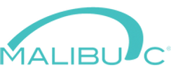 Logo of Malibu C featuring stylized text with a curved line.