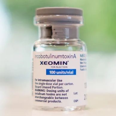 A vial of Xeomin botulinum toxin for injection, 100 units per vial.