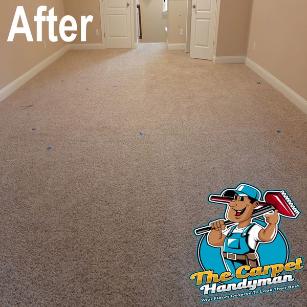 The carpet re-stretch service is complete in Cary NC by The Carpet Handyman. 