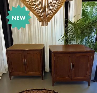 Pair of MCM Walnut side tables - Matching Coffee Table too